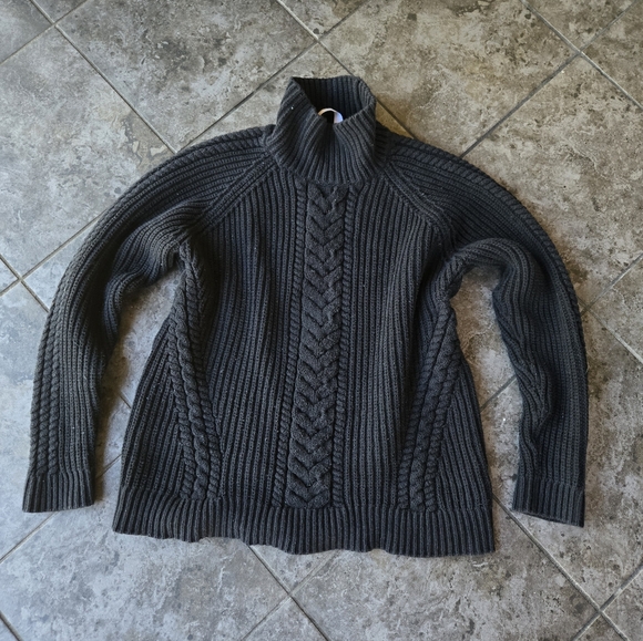 Lululemon Bring the Cozy black cable knit turtleneck sweater cotton size 10 - Picture 2 of 8